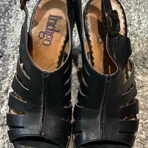 Clarks Black Strappy Wedges